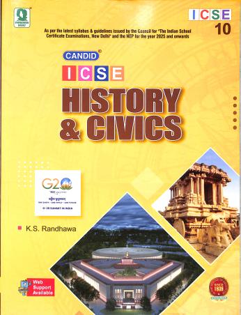 Book cover number 1 for Candid ICSE History & Civics 10 (2025) written by K. S. Randhawa published by Evergreen Publications (India) Ltd.