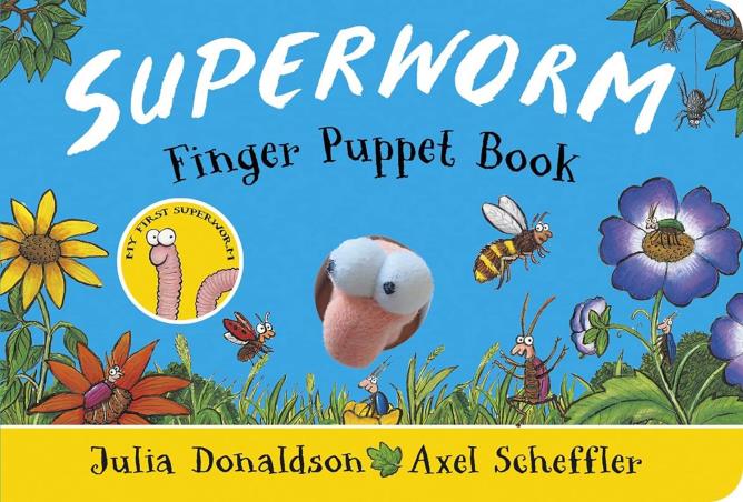Book cover number 1 for Superworm Finger Puppet Book written by Julia Donaldson, Axel Scheffler published by Alison Green Books