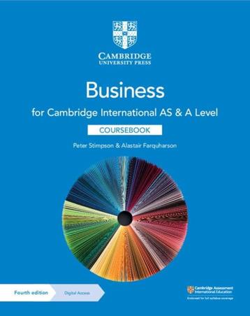 Book cover number 1 for Business For Cambridge International As & A Level written by Peter Stimpson, Alastair Farquharson published by Cambridge University Press