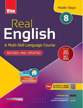 Book cover number 1 for Real English 8 (A Multi-Skill Language Course) NEP 2020 / NCF 2023 written by Beena Sugathan published by Viva Education