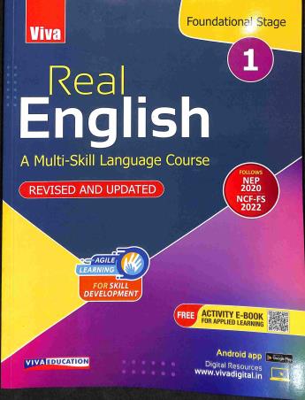 Book cover number 1 for Real English 1 (A Multi-Skill Language Course) Free Activity Book NEP 2020 / NCF FS 2022 written by Brinder Aulakh published by Viva Education