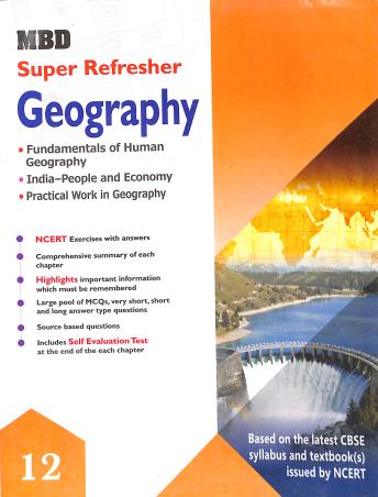 Book cover number 1 for MBD Super Refresher Geography 12 CBSE (2023-24) written by NA published by Malhotra Book Depot