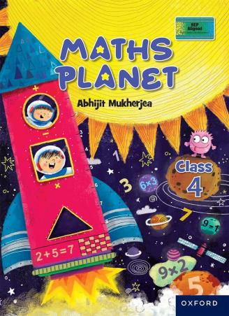 Book cover number 1 for Maths Planet Class 4 (NEP 2020) written by Abhijit Mukherjea published by Oxford University Press