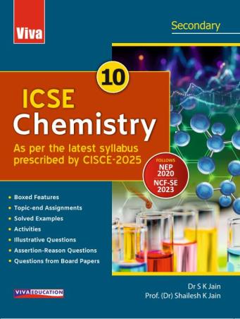 Book cover number 1 for ICSE Chemistry 10 (NEP 2020 / NCF SE 2023) written by S. K. Jain, Shailesh K. Jain published by Viva Education