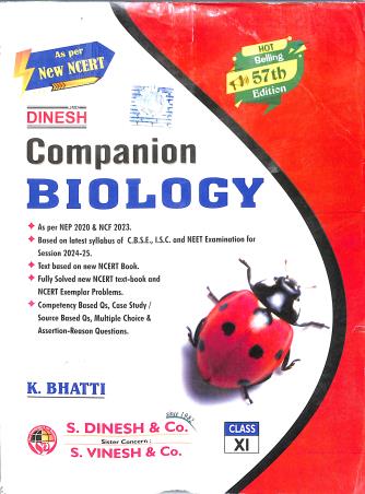 Book cover number 1 for Dinesh Companion Biology 11 (2025) NEP 2020 / NCF 2023 (57th Edition) written by K. Bhatti published by S. Dinesh & Co.