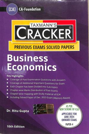 Book cover number 1 for Taxmann's Cracker Business Economics (Previous Exams Solved Papers) CA-Foundation written by Ritu Gupta published by Taxmann Publications Pvt. Ltd.