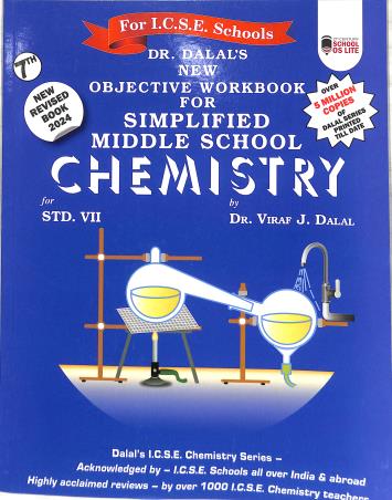Book cover number 1 for New Objective Workbook For Simplified Middle School Chemistry Class 7 (ICSE) 2024 written by Viraf J. Dalal published by Allied Publishers Private Limited