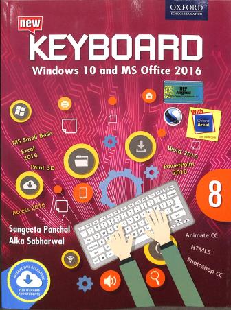 Book cover number 1 for New Keyboard Class 8 (Windows 10 And MS Office 2016) NEP2020 written by Alka Sabharwal, Sangeeta Panchal published by Oxford University Press