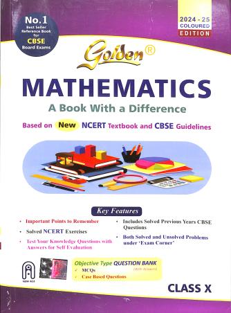Book cover number 1 for Golden Mathematics Class 10 A Book With A Difference CBSE  (2024-25) written by Hari Kishan published by New Age International (P) Limited, Publishers