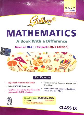 Book cover number 1 for Golden Mathematics Class 9 (With Sample Papers) CBSE (2024-25) written by Hari Kishan published by New Age International (P) Limited, Publishers
