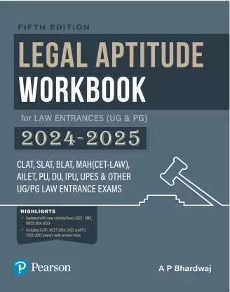 Book cover number 1 for Legal Aptitude Workbook For Law Entrances (UG & PG) 2024-2025 written by A. P. Bhardwaj published by Pearson Education