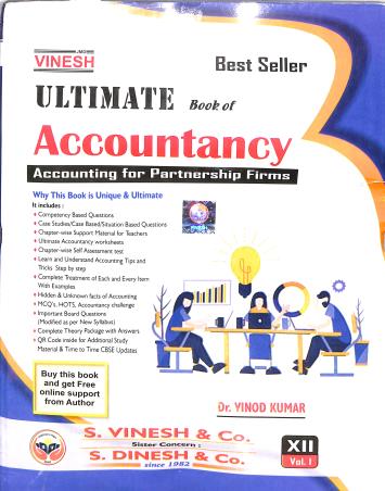 Book cover number 1 for Vinesh Ultimate Book Of Accountancy 12 Vol.1 (2025) CBSE written by Vinod Kumar published by S. Dinesh & Co.