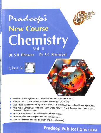 Book cover number 2 for Pradeep's New Course Chemistry Class 11 Volume 1 & 2 (2024-2025) written by S. N. Dhawan, S. C. Kheterpal published by Pradeep Publications