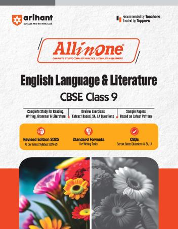 Book cover number 1 for All In One English Language & Literature CBSE Class 9 written by Mansi Mehrrotra, Sristhi Agarwal published by Arihant Prakashan