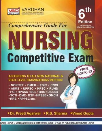 Book cover number 1 for Comprehensive Guide For Nursing Competitive Exam written by R. S. Sharma, Preeti Agarwal, Vinod Gupta published by Vardhan Publishers & Distributers
