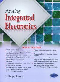 Book cover number 1 for Analog Integrated Electronics written by Sanjay Sharma published by S. K. Kataria & Sons