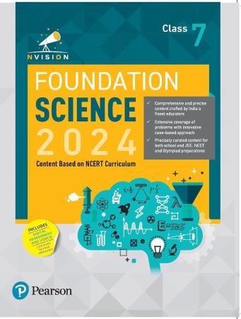 Book cover number 1 for Nvision Foundation Science Class 7 (2024) written by Prashant Jain, Nisha Gautam, Harshita Sharma, Ashutosh Gautam published by Pearson Education