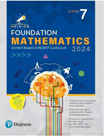 Book cover number 1 for Nvision Foundation Mathematics Class 7 (2024) written by Prashant Jain, Aditi Vyas published by Pearson Education