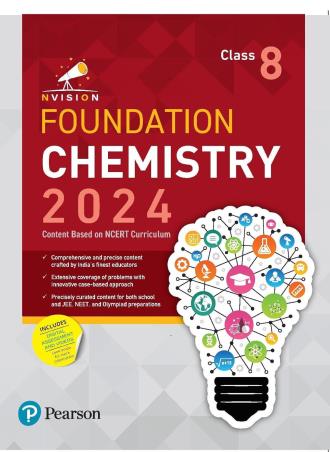 Book cover number 1 for Nvision Foundation Chemistry Class 8 (2024) written by Prashant Jain, Ashutosh Gautam, Bela Kalwadia published by Pearson Education