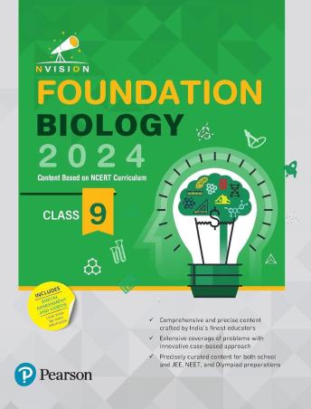 Book cover number 1 for Nvision Foundation Biology Class 9 (2024) written by Prashant Jain, Nisha Gautam, Harshita Sharma published by Pearson Education