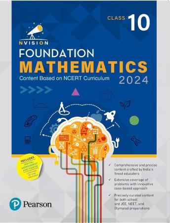 Book cover number 1 for Nvision Foundation Mathematics Class 10 (2024) written by Ajay Singh, Prashant Jain published by Pearson Education