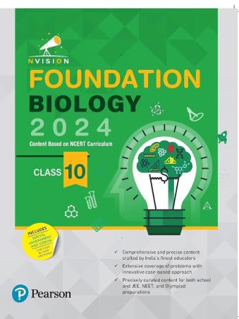 Book cover number 1 for Nvision Foundation Biology Class 10 (2024) written by Prashant Jain, Nisha Gautam published by Pearson Education