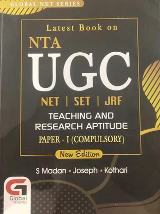 Book cover number 1 for NTA UGC NET/SET/JRF Teaching And Research Aptitude Paper 1 (Compulsory) written by Joseph, S. Madan, Kothari published by Global Net Publication
