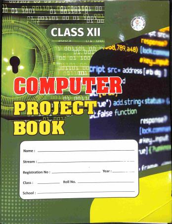 Book cover number 1 for Computer Project Book Class 12 (Higher Secondary Commerce & Arts) written by NA published by Shyam Publications