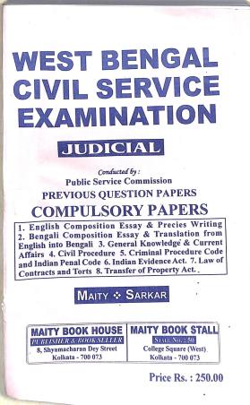 Book cover number 1 for West Bengal Civil Service Examination Judicial PSC Previous Question Papers Compulsory Papers written by Maity & Sarkar published by Maity Book House