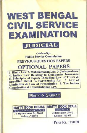Book cover number 1 for West Bengal Civil Service Examination Judicial PSC Previous Question Papers Optional Papers written by Maity & Sarkar published by Maity Book House