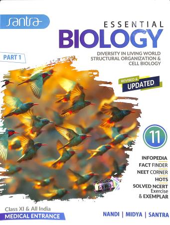 Book cover number 1 for Essential Biology Class 11 & All India Medical Entrance Part 1 & 2 written by Trilochan Midya, Dulal Chandra Santra, Ardhendu Sekhar Nandi published by Santra Publication Pvt. Ltd