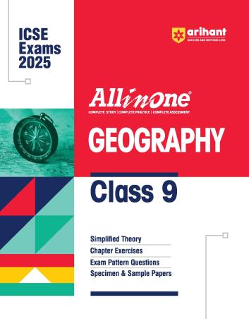 Book cover number 1 for All In One Geography Class 9 (ICSE Exams 2025) written by Farah Sultan published by Arihant Prakashan