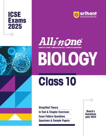 Book cover number 1 for All In One Biology Class 10 (ICSE Exams 2025) written by Rashmi Gupta, Kavita Thareja published by Arihant Prakashan
