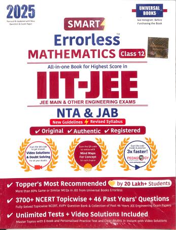 Book cover number 1 for Smart Errorless Mathematics Class 12 IIT-JEE (NTA & JAB) 2025 written by NA published by Universal Book Depot