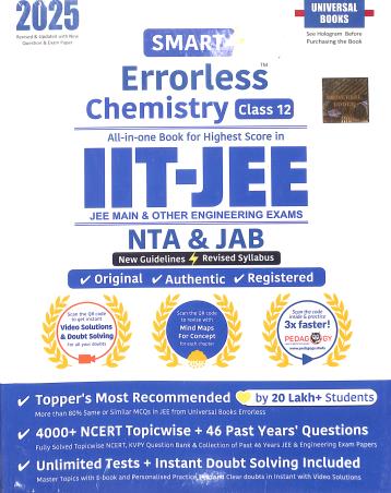 Book cover number 1 for Smart Errorless Chemistry Class 12 IIT-JEE (NTA & JAB) 2025 written by NA published by Universal Book Depot