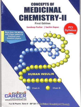 Book cover number 1 for Concepts Of Medicinal Chemistry 2 B. Pharm Semester 5 written by Sandeep Purkar, Sachin Kapse published by Pharma Career Publications