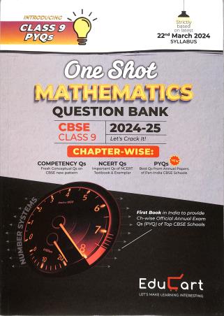 Book cover number 1 for One Shot Mathematics Question Bank CBSE Chapter Wise Class 9 2024-25 written by Mansi Sharma published by Educart