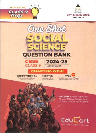 Book cover number 1 for One Shot Social Science Question Bank CBSE Chapter Wise Class 9 2024-25 written by Digraj Singh Rajput published by Educart