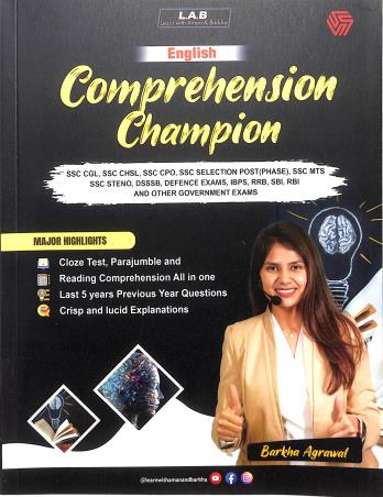 Book cover number 1 for English Comprehension Champion written by Barkha Agrawal published by Invincible Publishers