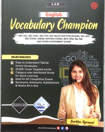 Book cover number 1 for English Vocabulary Champion written by Barkha Agrawal published by Invincible Publishers
