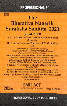 Book cover number 1 for The Bharatiya Nagarik Suraksha Sanhita,2023 (46 To 2023) 2024 written by NA published by Professional Book Publishers