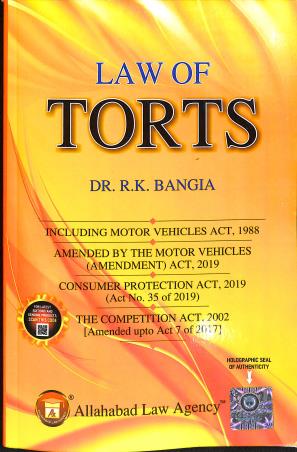 Book cover number 1 for Law Of Torts written by R. K. Bangia published by Allahabad Law Agency