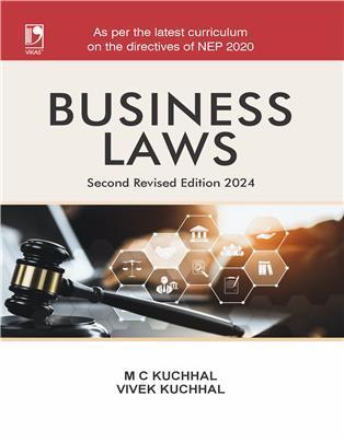 Book cover number 1 for Business Laws (NEP 2020) written by M. C. Kuchhal, Vivek Kuchhal published by Vikas Publishing House Pvt Ltd
