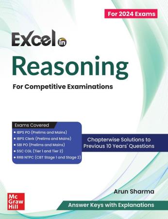 Book cover number 1 for Excel in Reasoning For Competitive Examinations (2024 Exams) written by Arun Sharma published by McGraw Hill Education Private Limited