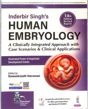 Book cover number 1 for Inderbir Singh’s Human Embryology (14th Edition) written by Raveendranath Veeramani published by Jaypee Brothers Medical Publishers (P) Ltd.