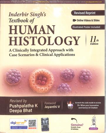 Book cover number 1 for Indebir Singh Textbook Of Human Histology (11th Edition) written by Pushpalatha K published by Jaypee Brothers Medical Publishers (P) Ltd.