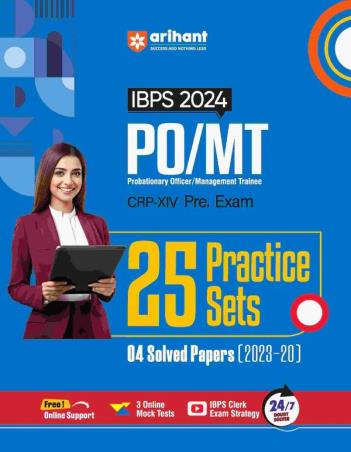 Book cover number 1 for IBPS 2024 PO/MT CRP-14 Pre. Exam 25 Practice Sets With 4 Solved Papers (2023-2020) written by Amit Tanwar, Abhishek Jain, Piyush Kaushik published by Arihant Publications (India) Limited