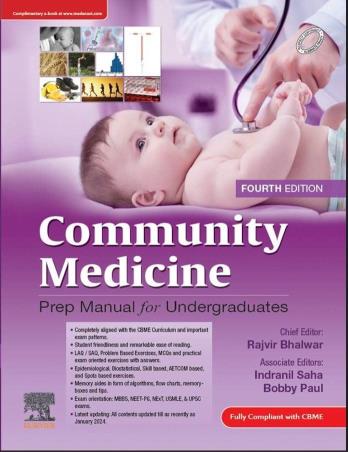Book cover number 1 for Community Medicine Prep Manual For Undergraduates written by Indranil Saha, Bobby Paul, Rajvir Bhalwar published by Elsevier