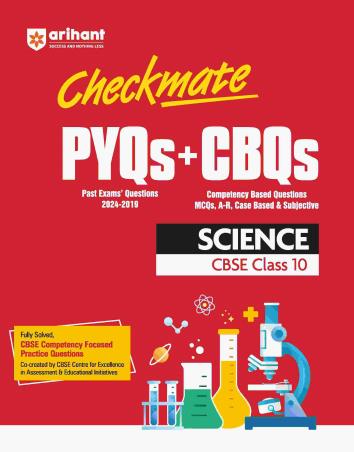 Book cover number 1 for Checkmate PYQs + CBQs Science CBSE Class 10 written by Nidhi Sehgal, Monika Gill published by Arihant Prakashan