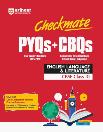 Book cover number 1 for Checkmate PYQs + CBQs English Language & Literature CBSE Class 10 written by Prerna Kain, Sristhi Agarwal published by Arihant Prakashan
